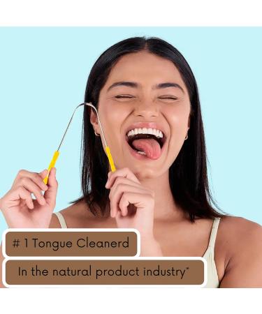 Jazzy Tongue Scraper for Adults & Kids - Stainless Steel Tongue Cleaner | Bad Breath Relief & Oral Hygiene | Yellow Tongue Scrubber - Buy Online on GoSupps.com