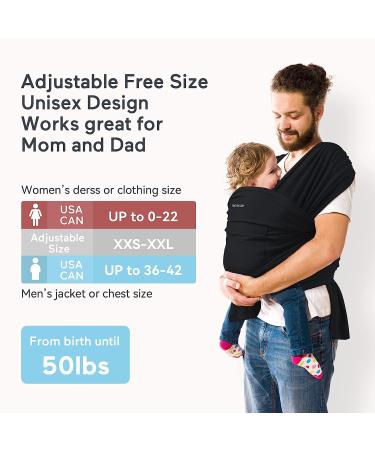 Momcozy Baby Wrap Carrier Sling - Adjustable Infant Carrier for Newborn to 50 lbs, Black - Buy Online on GoSupps.com