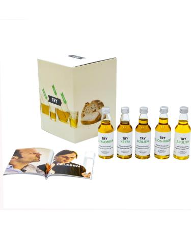 TRY olive oil gift box tasting set with cold-pressed olive oils (5x50ml)