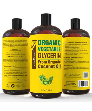 Organic Vegetable Glycerin 32 fl oz - Made with Organic Coconut Oil - Therapeutic Grade Liquid for DIYs - Hair, Nails, Skin Moisturizer - Non-GMO - Buy Online on GoSupps.com