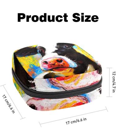 Menstrual Bags for Women & Girls - Zippered Sanitary Napkin & Tampon Collection Bags - Cute Animal Cow Watercolor Design - Buy Online on GoSupps.com
