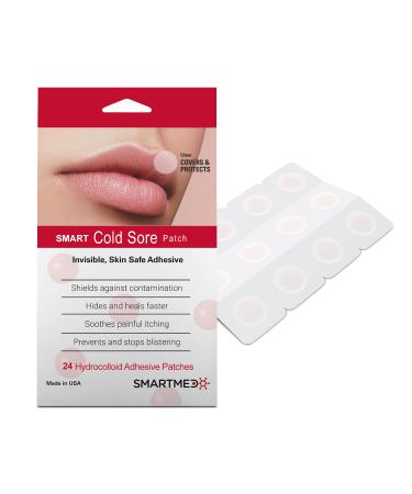 Smart Cold Sore Treatment Patch Help Prevent Breakouts, Soothe Itching and Burning | Discrete, Invisible, Skin Safe Adhesive 24 Patches 24 Count (Pack of 1) 24 Count