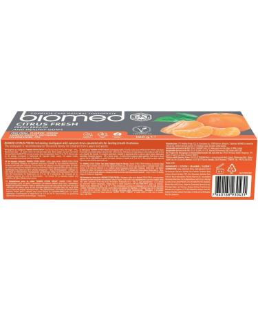 Biomed Citrus Fresh 97% Natural Toothpaste | Orange Mandarin Grapefruit Lemon | Fresh Breath Healthy Gums | SLS Free 100g - Buy Online on GoSupps.com