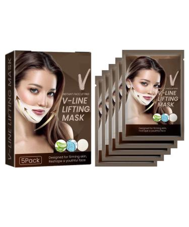 5 Pcs V Line Shaping Face Masks  V Line Lifting Mask  Hydrogel Collagen Mask with Aloe Vera  Neck Tightening Tape Patch  Anti-Aging Anti-Wrinkle Firming Band  Contour Double Chin Toning Strap
