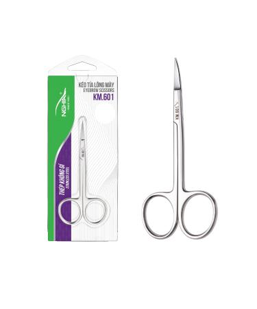 NGHIA Stainless Steel KM-601 - Curved Facial Hair Scissor Eyebrow Trimmer Growing Scissor for shaving Nose and Mustache Trimming - For Men and Women