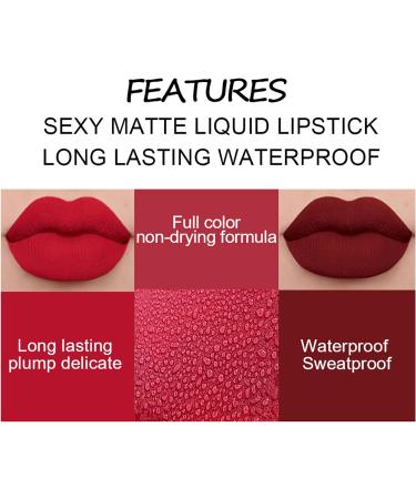 Matte Lipstick Sets Lip Gloss Set Makeup Waterproof Liquid Lipsticks For Women Long Lasting Red Lipstick- 5 Pcs Liquid Lip stick + 1Pcs Lip Plumper (1) Lipstick-2 - Buy Online on GoSupps.com