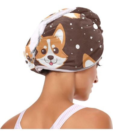 Cartoon Corgi Dog Face Hair Towel 2 Pack - Super Absorbent Quick Dry Hair Turbans for Women & Girls | Ideal Hair Drying Solution - Buy Online on GoSupps.com