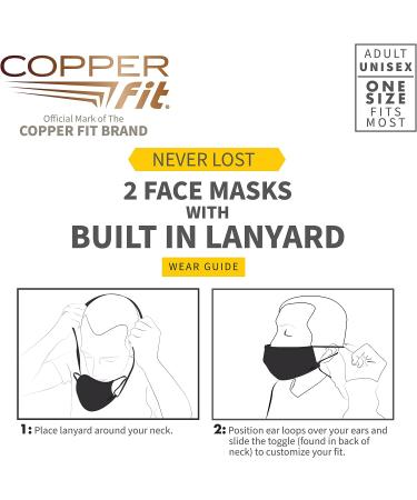Copper Fit Unisex Never Lost Face Masks - 2 Pack | Anti-Microbial Fabric - Buy Online on GoSupps.com