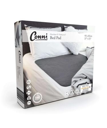Conni reusable bed protection absorbent waterproof and washable base with incontinence bedwetting and excessive sweating gray 95 x 85 cm