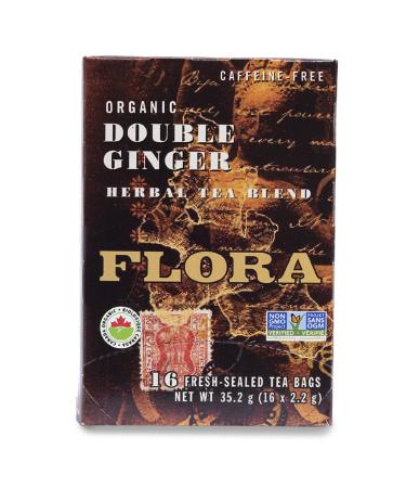 Flora - Double Ginger Organic Herbal Tea Blend 16 Fresh-Sealed Tea Bags x 2.2 g (35.2 g)