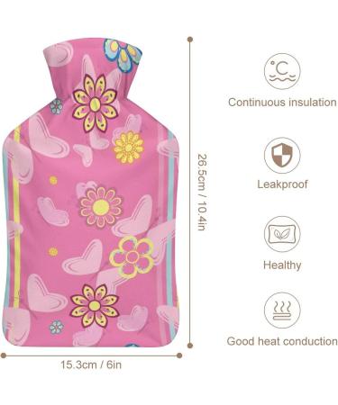 Pink Butterfly Hot Water Bottle with Plush Cover - Ideal Hand Warmer for Adults & Children | 26.5x15.3cm - Buy Online on GoSupps.com