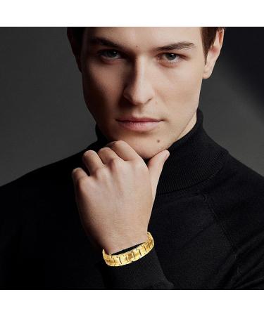 2024 Far-Infrared Ion Titanium Bracelet for Men - Double-Row Magnetic Health Energy Bracelet with Limited Edition Gold Clock - Buy Online on GoSupps.com