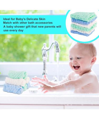 Minimoto Baby Musselin Washcloths - Soft 27.9x27.9 cm Towels for Sensitive Skin (6 Pack) - Natural Cotton Baby Accessories in White Green Blue - Buy Online on GoSupps.com