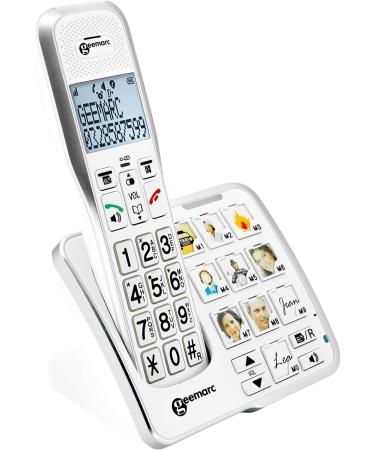 Geemarc Amplidect 595 Photo Twin Cordless Home Phone Set for Seniors - SOS Function, Large Buttons - Hearing Aid Compatible - UK - Buy Online on GoSupps.com