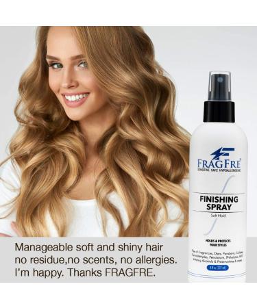 FRAGFRE Hair Finishing Spray 8 oz - Flexible Soft Hold for Sensitive Skin - Fragrance Free & Hypoallergenic - Parabens Free - Quick Dry Formula - Gluten Free Vegan - Buy Online on GoSupps.com