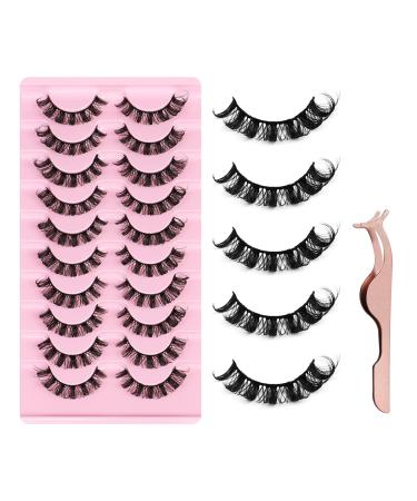 10 pairs 3d false eyelashes natural artificial eyelash extensions fake lashes with eyelash clip d curl russian strip lashes wispy fluffy lashes for eyes make-up (a) - Buy Online on GoSupps.com