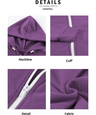 Sidefeel Girls Long Sleeve Hoodie Sweatshirt with Zipper and Pockets - Size 10-11 Years (Purple) - Buy Online on GoSupps.com