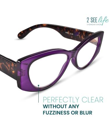 Purple Vogue Oversized Cat Eye Reading Glasses for Women - Stylish Comfort for All Face Shapes - 2.5x High Vision Readers - Buy Online on GoSupps.com