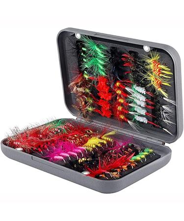 Ancllo fly fishing fly bait fly fishing dry flying wet flies range with waterproof fly box for trout fishing 100 pieces