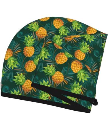 Hair Towel Wrap - Quick-Drying Turban with Button | Pineapples & Palm Leaves Design - Buy Online on GoSupps.com