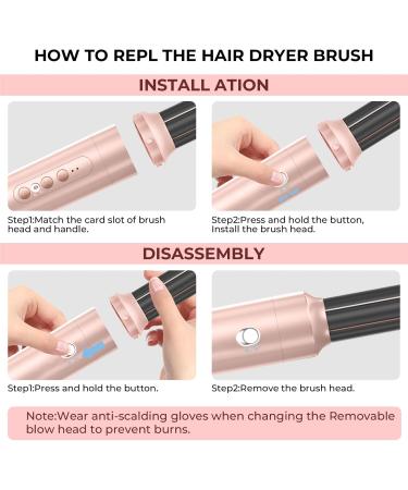 High-Speed Ionic Hair Dryer Brush & Auto Curling Set - Removable Kit in Pink | International Shipping Available - Buy Online on GoSupps.com
