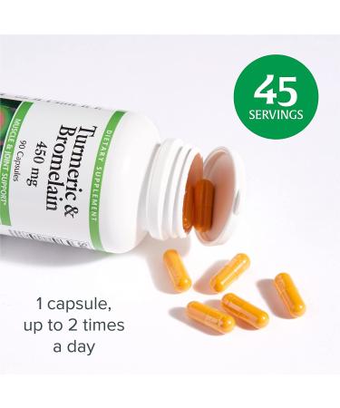 Natural Factors Turmeric & Bromelain 450mg - Muscle & Joint Support - 90 Capsules - Buy Online on GoSupps.com