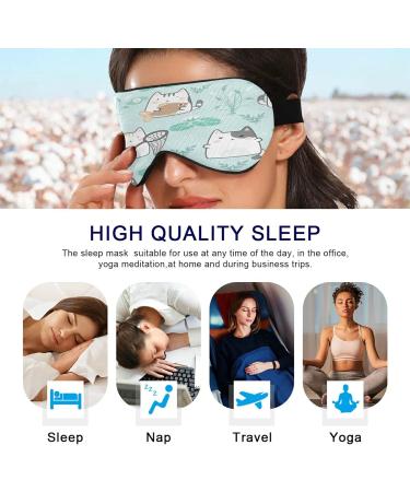 Xigua Cute Cat Breathable Sleeping Eye Mask - Summer Cool Feeling Cover for Rest - Elastic Contoured Blindfold for Women & Men - Ideal for Travel - Buy Online on GoSupps.com
