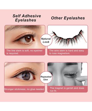2023 Reusable Self-Adhesive Eyelashes - No Glue Needed Easy Application Natural Look Waterproof False Lashes with Curler & Brush - 2 Pairs - Buy Online on GoSupps.com
