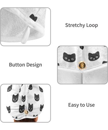 Buy Black Cat Dry Hair Cap - 2 Piece Quick Drying Towel Set with Button Headband | Super Absorbent & Soft | International Shipping - Buy Online on GoSupps.com