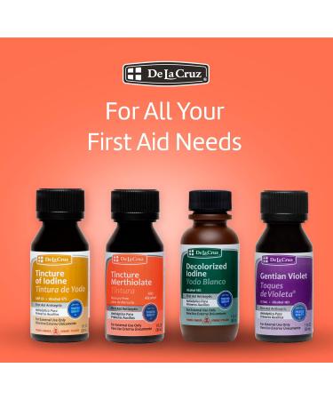 De La Cruz Merthiolate Tincture Antiseptic - 3 Bottles x 1 Fl Oz - Mercury-Free Formula for Minor Cuts, Scrapes, and Burns - Buy Online on GoSupps.com