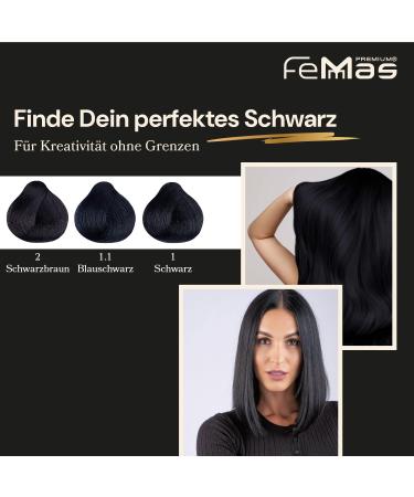  Femmas FemMas Intense Black Hair Color 1.0 | Cream with Argan Oil Keratin and Ceramides | As a permanent hair color for vibrant and long-lasting results 100 ml - Buy Online on GoSupps.com