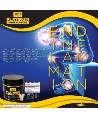 Saba Platinum Total Body Joint Support - High Absorption Curcumin Boswellia Vitamin D - 60 Capsules for Healthy Inflammation Response - Shop Internationally - Buy Online on GoSupps.com