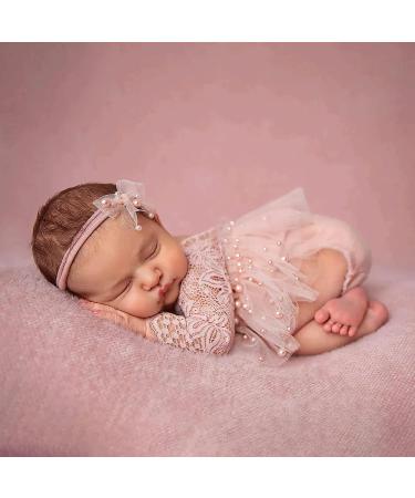 Pink Lace Newborn Photography Romper + Pearl Props | Baby Girl Photo Outfit (0-2 months) - Buy Online on GoSupps.com