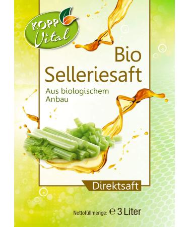 Kopp Vital Organic Seller Juice 3L | Premium Quality 99% Bio-Sellerie Direct Juice with Tap | Certified Organic Cultivation | Buy Internationally - Buy Online on GoSupps.com