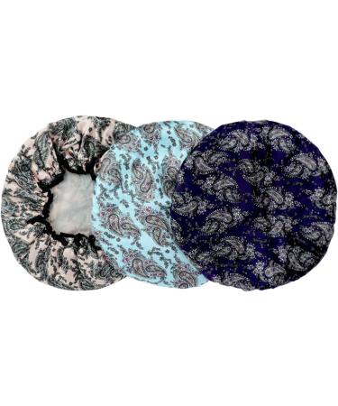 KissDate 3 Packs Double layer Shower Cap Waterproof Elastic Bath Cap for Women Shower Spa Salon (Multicolor-2) - Buy Online on GoSupps.com
