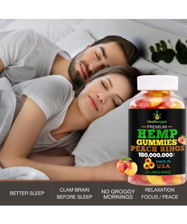 2PACK Hemp Gummies-Fresh Delicious Gummy Peach-for Sleep, Calm and Relax, Back-Premium Hemp Oil Gummy Edibles, Natural Hemp Party-Made in USA - Buy Online on GoSupps.com