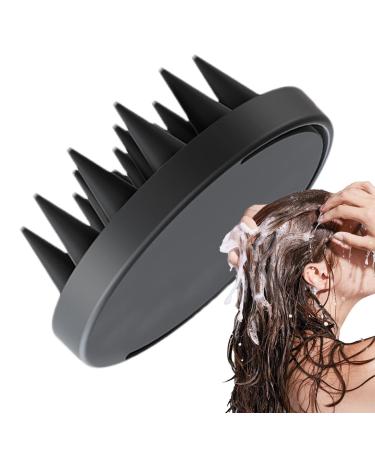 Scalp massager - shampoo head massage clerk head scrubber - wet & dry manual scalp care brush silicone shower hairbrush for women black