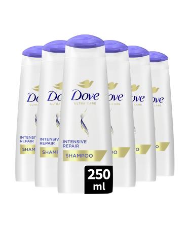 DOVE - Intense Repair Shampoo - Nourishes damaged hair - Strengthens hair and helps repair (pack of 6x250ml)