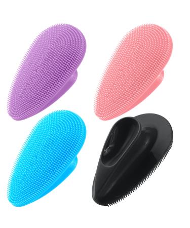 YEALIFE Silicone Face Exfoliator Scrubber - Manual Facial Cleansing Brush Easy Cleanse Daily Oil Dirt - Deep Skin Pore Exfoliation Massaging & Stimulate for All Skin Type.4Pack