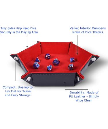 RNK Gaming Folding Hexagon Dice Tray - PU Leather & Red Velvet for DND Games - Buy Online on GoSupps.com