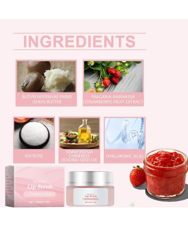 DOPZNJWF Strawberry Lip Scrub Peach Exfoliating Lip Scrub Moisturizing Lip Night Cream Nourishes and Hydrates Dry Chapped Lips - Buy Online on GoSupps.com