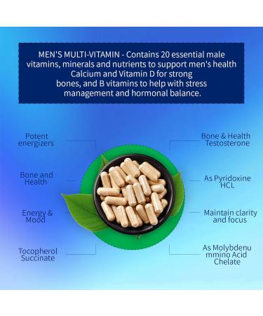 Multivitamin for Men - Biotin & Essential Men multivitamin with Vitamin A, C, D, E, B12, Zinc. Supports Energy, Focus, Hair Growth & Overall Health - 90 Capsules Men's Capsules - Buy Online on GoSupps.com