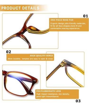 DUCO Blue Light Glasses for Men & Women - Non-Prescription Computer Eyewear for Teens - 5201 Brown Blue Ray Blocking - Buy Online on GoSupps.com