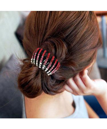 SUANQ 4Set Rhinestone Bird Nest Hair Clip Expandable Ponytail Holder Hair Claw Clamps Colorful Fashion Bun Makers Hair Accessory Donut Bun Maker for Women Girls - Buy Online on GoSupps.com