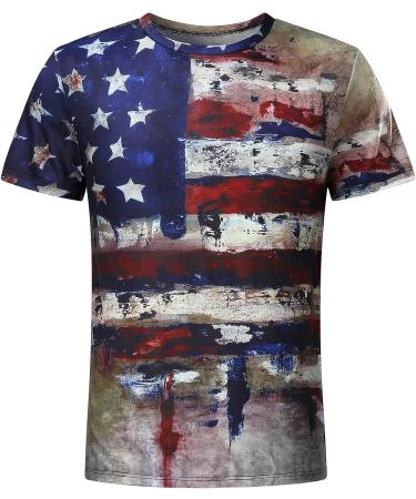Men's American Flag Graphic T-Shirt - 4th of July Independence Day Tee (XX-Large) - Buy Online on GoSupps.com