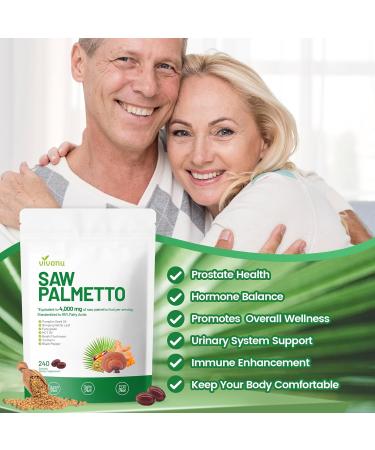 VivoNu Saw Palmetto Capsules Extract 8 in 1 Pumpkin Seed Oil - Supports Prostate Health Relieves Urination Issues Supports Hair Growth DHT Blocker 240 Softgels 240p(1bag) - Buy Online on GoSupps.com