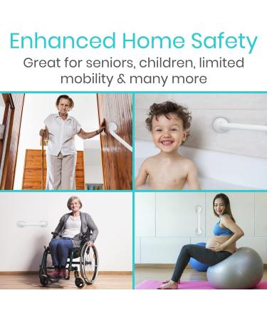 Vive Grab Bar for Bathtubs and Showers - Handicap Bathroom Safety Rail - 12 White - Elderly & Disability Support - Buy Online on GoSupps.com