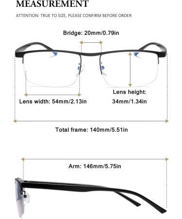 Vevesmundo Multifocus Reading Glasses Set - Blue Light Filter Metal Half Reading Aids for Men (Black Red Gold) - 3.0x Magnification - Buy Online on GoSupps.com