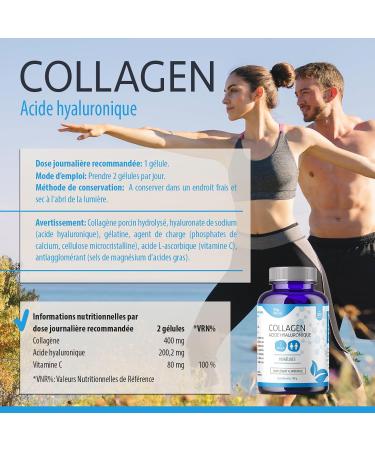 Chollagen + Hyaluronic Acid - 180 Capsules - Enriched with Vitamin C - Seals Skin Nails Hair and Bones - Buy Online on GoSupps.com