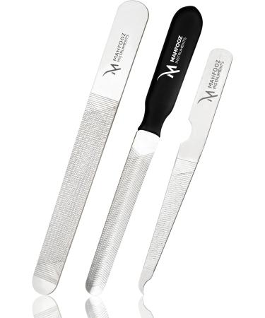 Nail Files Set of 3 Pieces Stainless Steel Double-Sided for Fingernails and Toenails Manicure and Pedicure Tools - Buy Online on GoSupps.com